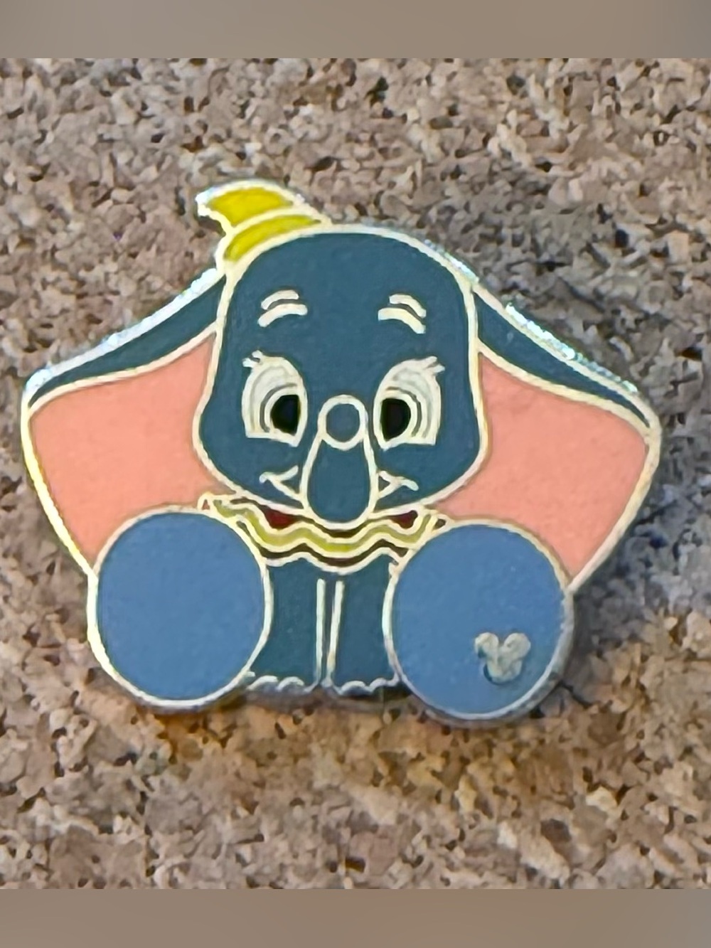 Disney Dumbo Hidden Mickey Silver Tone Enamel Pin Back